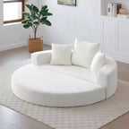 Okak Corduroy Lounge Convertible Floor Sofa Bed with Pillows,Round Futon Couch Sleeper Sofa for Living Room,Bedroom