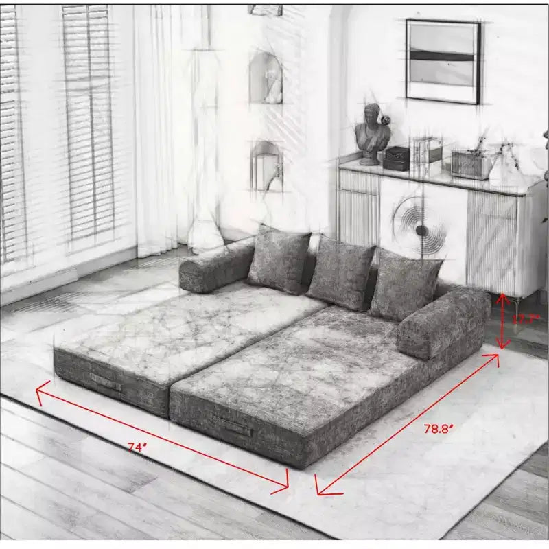 Canapé-lit de salon en chenille avec matelas pliable convertible, futon 2 places pour salon, chambre à coucher