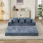Canapé-lit de salon en chenille avec matelas pliable convertible, futon 2 places pour salon, chambre à coucher