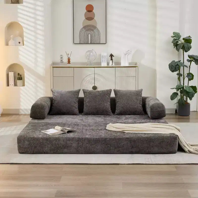 Canapé-lit de salon en chenille avec matelas pliable convertible, futon 2 places pour salon, chambre à coucher