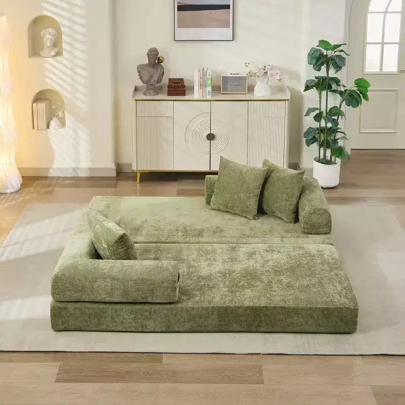 Canapé-lit de salon en chenille avec matelas pliable convertible, futon 2 places pour salon, chambre à coucher