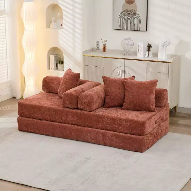 Canapé-lit de salon en chenille avec matelas pliable convertible, futon 2 places pour salon, chambre à coucher