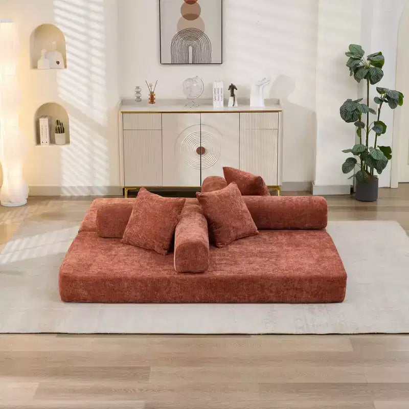Canapé-lit de salon en chenille avec matelas pliable convertible, futon 2 places pour salon, chambre à coucher