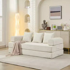 Okak Chenille Lounge Floor Sofa Bed with Convertible Foldable Mattress,2-Seater Futon Couch Sleeper Sofa for Living Room,Bedroom