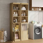 Armoire de rangement de salle de bain de 70 pouces, armoire de rangement haute avec portes pour cuisines, salles de bain, salon, Naturel