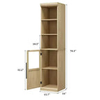 Armoire de rangement de salle de bain de 70 pouces, armoire de rangement haute avec portes pour cuisines, salles de bain, salon, Naturel