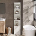 Armoire de rangement de salle de bain de 70 pouces, armoire de rangement haute avec portes pour cuisines, salles de bain, salon, Naturel