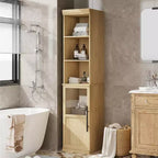 Armoire de rangement de salle de bain de 70 pouces, armoire de rangement haute avec portes pour cuisines, salles de bain, salon, Naturel