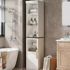 70 Bathroom Storage Cabinet, Tall Storage Cabinet with Doors for Kitchens, Bathrooms, Living Room, Natural