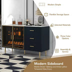 Meuble Buffet de Rangement 60 cm avec 3 Tiroirs, 2 Portes, Étagère Réglable, Hauteur 91 cm, pour Salon, Couloir, Salle à Manger