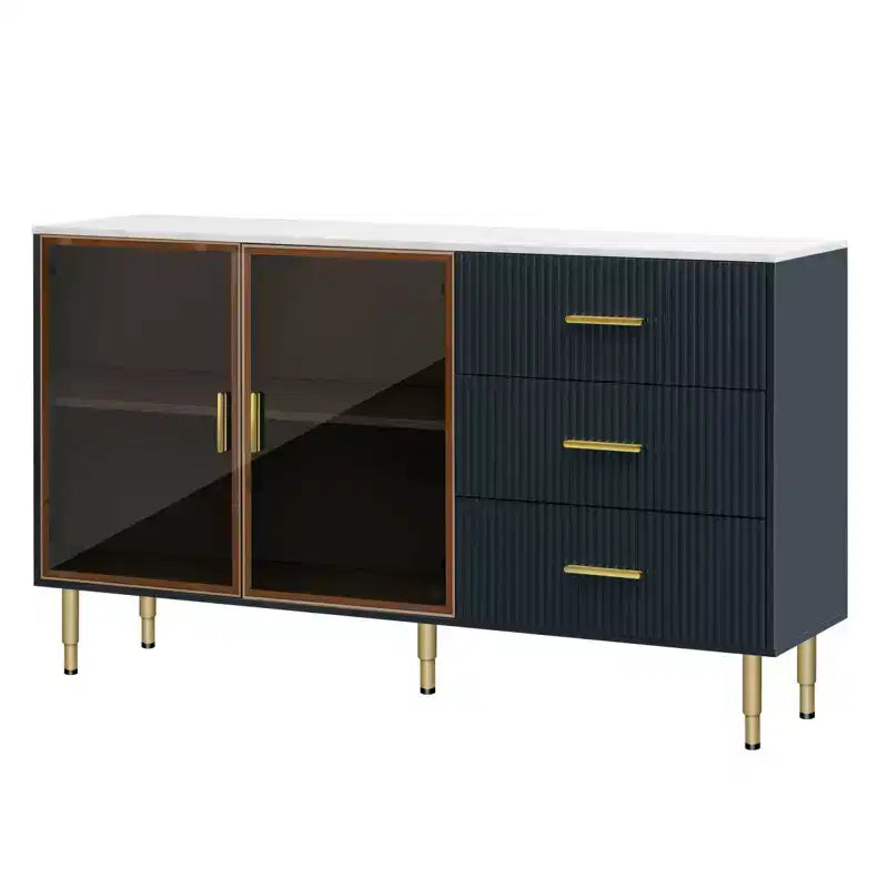 Buffet de 60" avec 3 tiroirs, 2 portes, étagère réglable, buffet de 36" de haut, table console pour salon, couloir, salle à manger