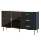 Meuble Buffet de Rangement 60 cm avec 3 Tiroirs, 2 Portes, Étagère Réglable, Hauteur 91 cm, pour Salon, Couloir, Salle à Manger