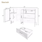 Meuble Buffet de Rangement 60 cm avec 3 Tiroirs, 2 Portes, Étagère Réglable, Hauteur 91 cm, pour Salon, Couloir, Salle à Manger
