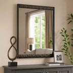 Royal Hampton 36x40 Dresser Mirror, Rectangular, Chrome Geo Molding, Ash Gray
