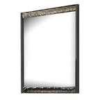 Miroir de commode 36X40, rectangulaire, moulure géométrique chromée, gris cendré