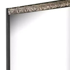 Miroir de commode 36X40, rectangulaire, moulure géométrique chromée, gris cendré