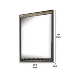 Miroir de commode 36X40, rectangulaire, moulure géométrique chromée, gris cendré