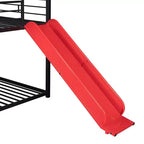 Lit superposé jumeau sur jumeau et lit cabane, cadre de lit en métal avec toboggan et barrière de sécurité