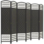 6 Panel Folding Room Divider Portable Privacy Screen Wave Fiber Room Partition for Home Office