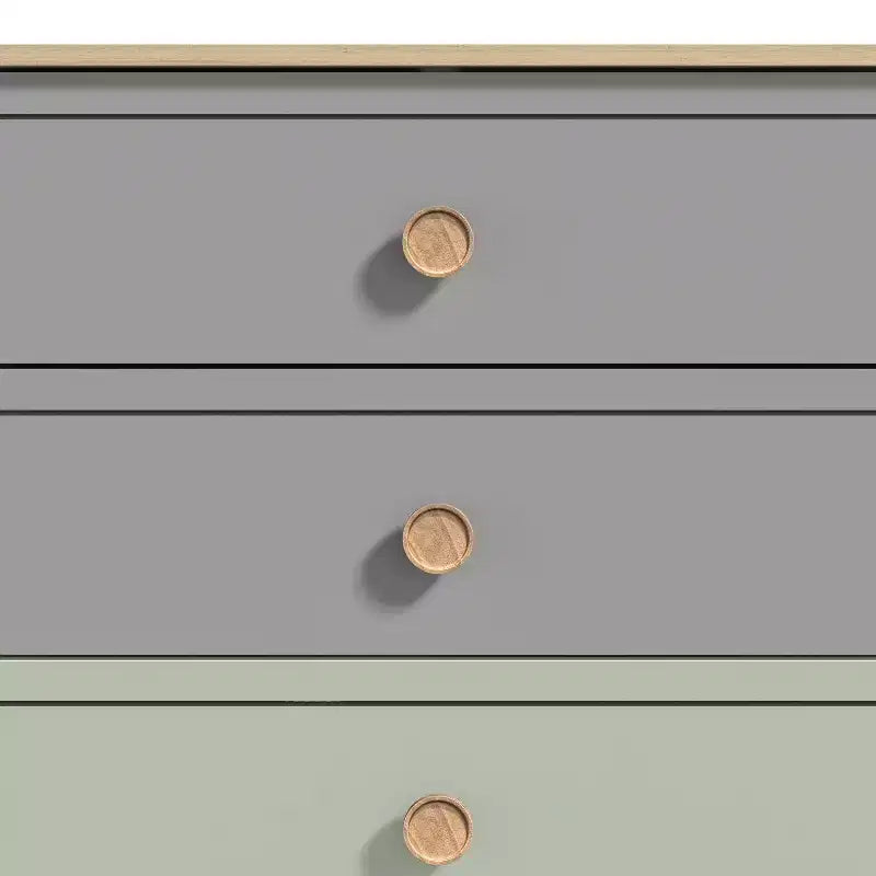 Commode 5 tiroirs avec façades de couleur mixte en chêne Oslo 30,7 L x 15,7 P x 46,2 H