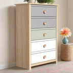 Commode à 5 tiroirs avec façades de couleurs mélangées de 78 cm (L) x 40 cm (P) x 117,3 cm (H)