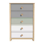 Commode à 5 tiroirs avec façades de couleurs mélangées de 78 cm (L) x 40 cm (P) x 117,3 cm (H)