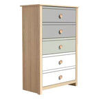 Commode à 5 tiroirs avec façades de couleurs mélangées de 78 cm (L) x 40 cm (P) x 117,3 cm (H)