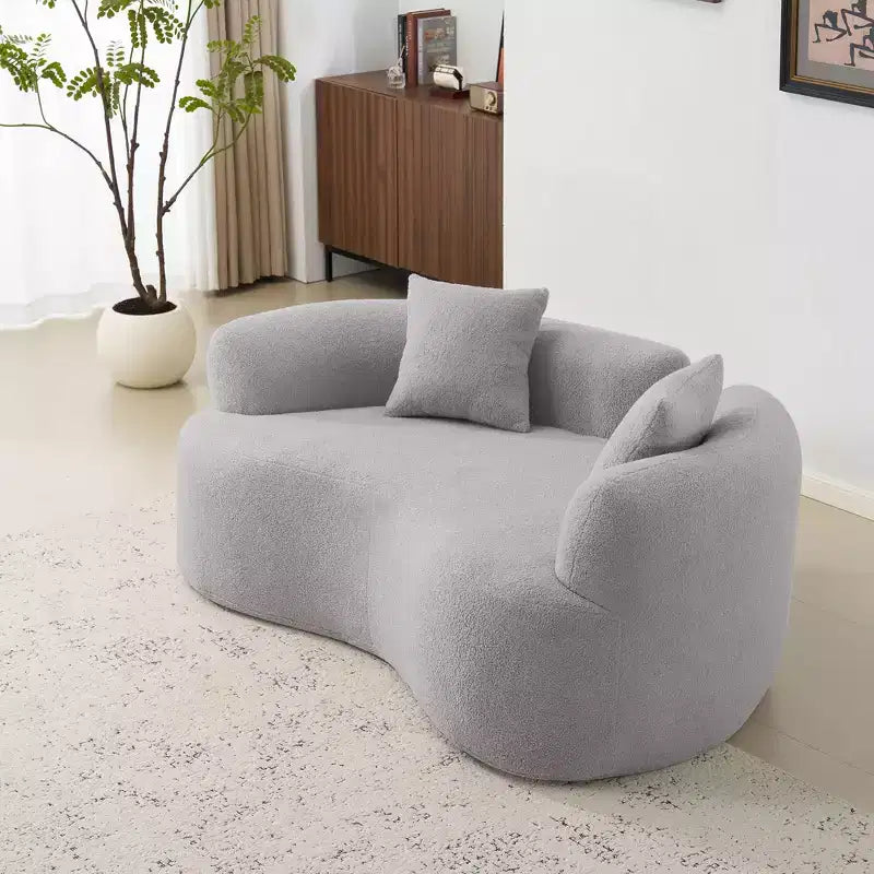 66,93Canapé incurvé moderne en velours Teddy pour petits espaces et appartements, aucun assemblage requis