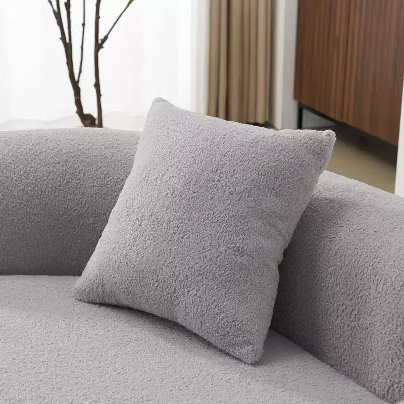 66,93Canapé incurvé moderne en velours Teddy pour petits espaces et appartements, aucun assemblage requis