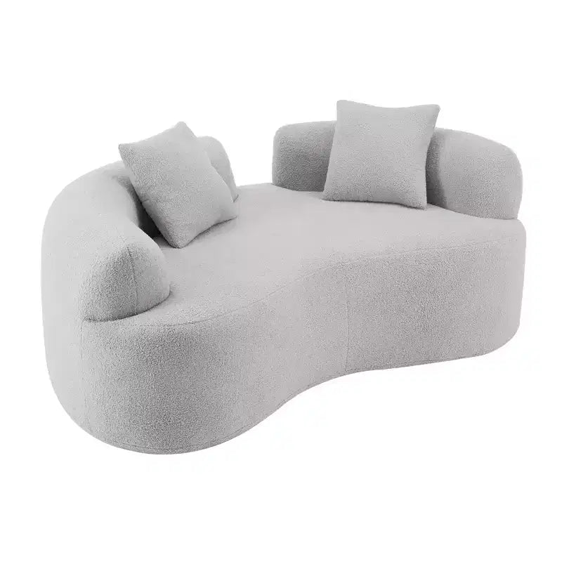 66,93Canapé incurvé moderne en velours Teddy pour petits espaces et appartements, aucun assemblage requis