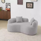 EHMKNP 66.93Modern Upholstered Teddy Velvet Curved Loveseat Sofa for Small Spaces & Apartments, No Assembly Required