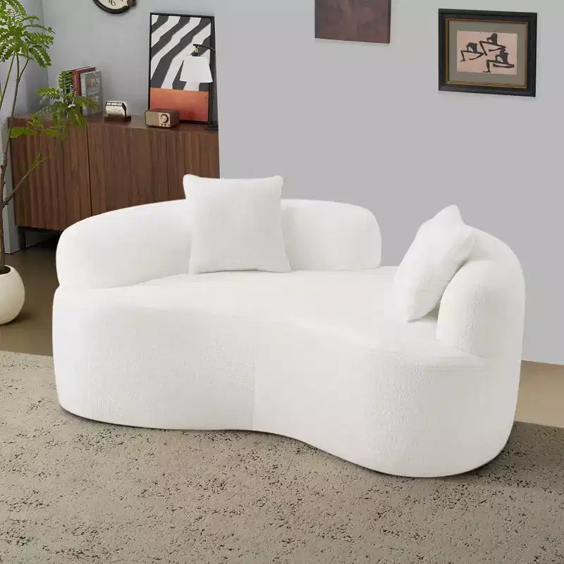66,93Canapé incurvé moderne en velours Teddy pour petits espaces et appartements, aucun assemblage requis