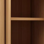 Meuble de rangement en bambou grande capacité avec deux portes et étagère ouverte