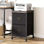 Mobile Filing Cabinet Fits Letter Size or A4, Fabric Vertical File Cabinet on Wheels, Home Office, Small Under Desk Storage Cabinet, Black