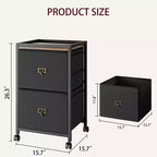 Meuble de classement mobile pour documents format Lettre ou A4, Organiseur vertical en tissu sur roulettes, Pour la maison et le bureau, Petit meuble de rangement sous le bureau, Noir