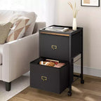Meuble de classement mobile pour documents format Lettre ou A4, Organiseur vertical en tissu sur roulettes, Pour la maison et le bureau, Petit meuble de rangement sous le bureau, Noir