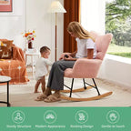 Fauteuil à bascule Teddy, Chaise moderne avec dossier haut, Capacité de 113 kg, Fauteuil à bascule d'appoint pour salon, chambre de bébé, chambre à coucher