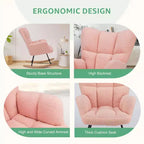 Fauteuil à bascule Teddy, Chaise moderne avec dossier haut, Capacité de 113 kg, Fauteuil à bascule d'appoint pour salon, chambre de bébé, chambre à coucher