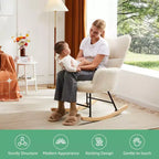 Fauteuil à bascule Teddy, Chaise moderne avec dossier haut, Capacité de 113 kg, Fauteuil à bascule d'appoint pour salon, chambre de bébé, chambre à coucher