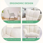 Fauteuil à bascule Teddy, Chaise moderne avec dossier haut, Capacité de 113 kg, Fauteuil à bascule d'appoint pour salon, chambre de bébé, chambre à coucher
