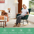 Fauteuil à bascule Teddy, Chaise moderne avec dossier haut, Capacité de 113 kg, Fauteuil à bascule d'appoint pour salon, chambre de bébé, chambre à coucher