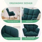 Fauteuil à bascule Teddy, Chaise moderne avec dossier haut, Capacité de 113 kg, Fauteuil à bascule d'appoint pour salon, chambre de bébé, chambre à coucher