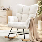 TUYOHW Teddy Upholstered Glider Rocker,Modern Chair with High Backrest,250lbs Capacity,Rocking Accent Chairs for Living Room,Nursery,Bedroom