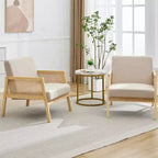 COZONY Upholstered Accent Chair Set of 2, Modern Lounge Armchairs with Wood Legs for Living Room and Patio