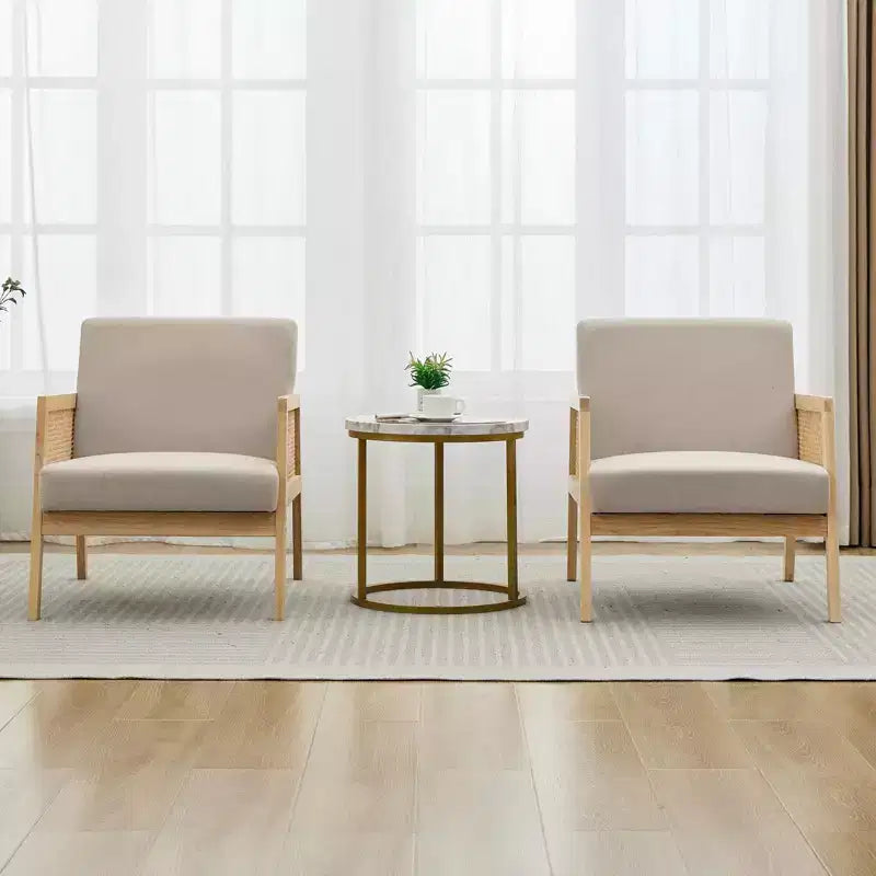 Lot de 2 fauteuils d'appoint rembourrés, fauteuils de salon modernes avec pieds en bois pour le salon et le patio