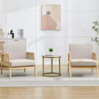 Fauteuil d'appoint rembourré, moderne, avec pieds en bois pour le salon et la terrasse