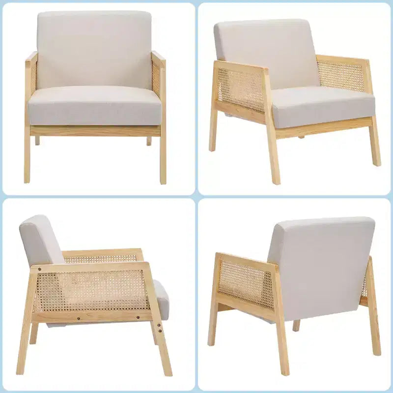 Lot de 2 fauteuils d'appoint rembourrés, fauteuils de salon modernes avec pieds en bois pour le salon et le patio
