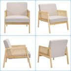 Fauteuil d'appoint rembourré, moderne, avec pieds en bois pour le salon et la terrasse