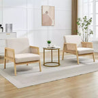 Fauteuil d'appoint rembourré, moderne, avec pieds en bois pour le salon et la terrasse