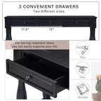 Console longue rectangulaire en bois de style méditerranéen avec tiroirs et étagère